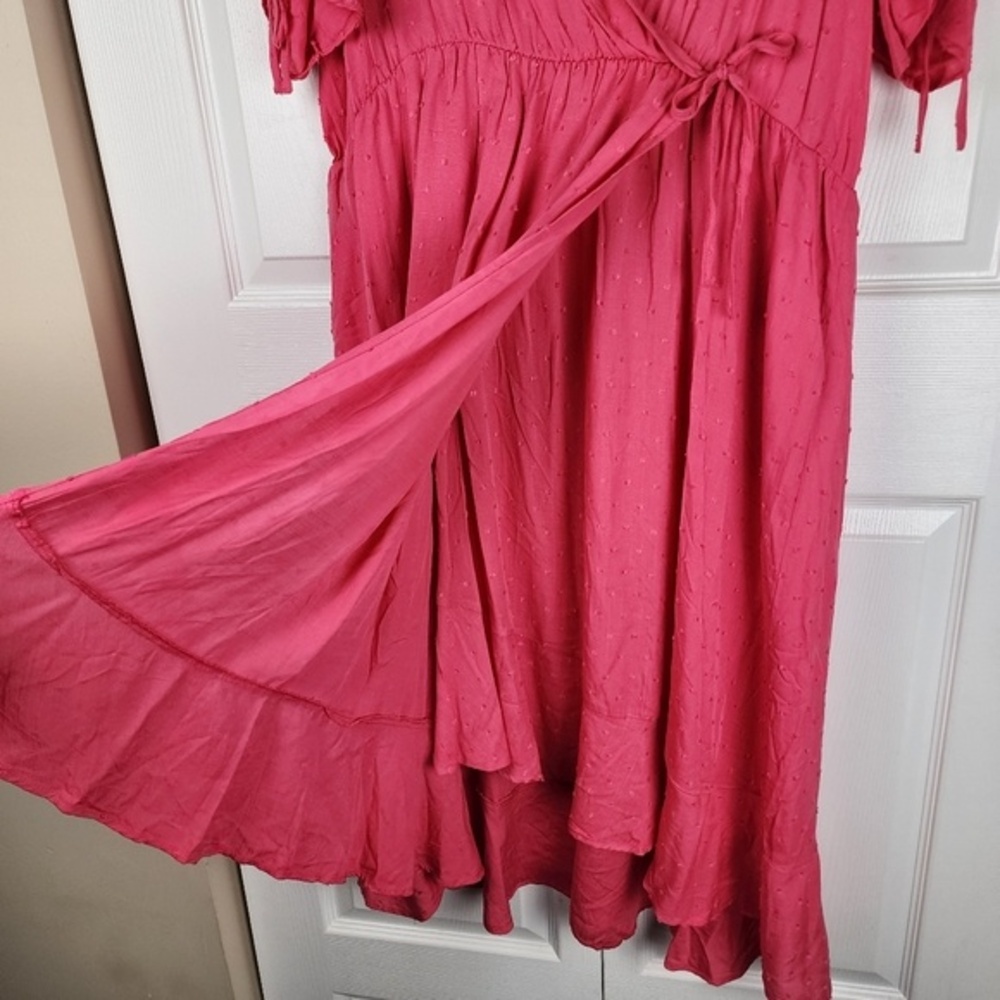 Torrid Swiss Dot surplice Midi Dress Plus Hot Pink Size 18-20 - Picture 11 of 16